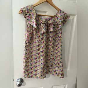 Liberty of London women’s floral short sleeve ruffle sleeve top shirt medium